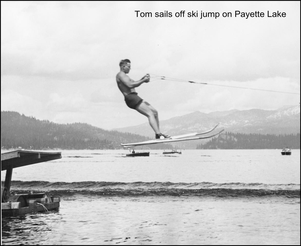 Tom sails off ski jump on Payette Lake
